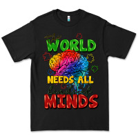 Black The world needs all kinds of minds Premium Tee - FaDigitalArtStudio