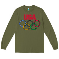 Army Green Olympic Rings Long Sleeve Tee - artisFamous