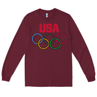 Burgundy Olympic Rings Long Sleeve Tee - artisFamous
