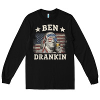 Black Ben Drankin 4th of July Patriotic Funny T-Shirt Long Sleeve Tee - artisFamous