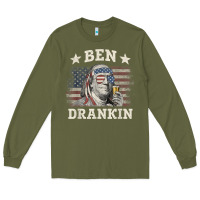Army Green Ben Drankin 4th of July Patriotic Funny T-Shirt Long Sleeve Tee - artisFamous