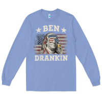 Colony Blue Ben Drankin 4th of July Patriotic Funny T-Shirt Long Sleeve Tee - artisFamous