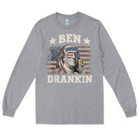 Heather Grey Ben Drankin 4th of July Patriotic Funny T-Shirt Long Sleeve Tee - artisFamous