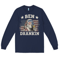 Navy Ben Drankin 4th of July Patriotic Funny T-Shirt Long Sleeve Tee - artisFamous