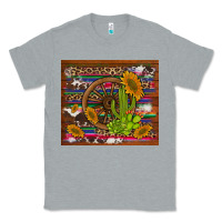 Heather Grey cactus and sunflowers with old wheel serape leopard cowhide background Classic Tee - Artiststas