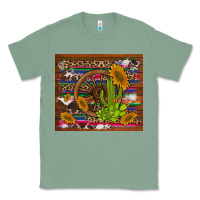 Sage cactus and sunflowers with old wheel serape leopard cowhide background Classic Tee - Artiststas
