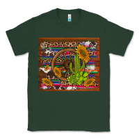 Sports Green cactus and sunflowers with old wheel serape leopard cowhide background Classic Tee - Artiststas