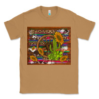 Toasted Coconut cactus and sunflowers with old wheel serape leopard cowhide background Classic Tee - Artiststas