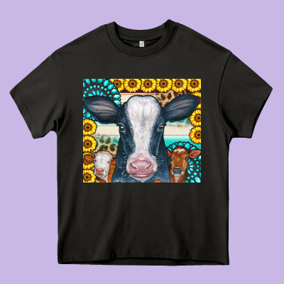 Cows Gemstone Sunflowers Tumbler Heavy Core Tee Designed By Cowcowdesign