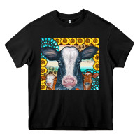 Black Cows Gemstone Sunflowers Tumbler Heavy Core Tee - CowCowDesign
