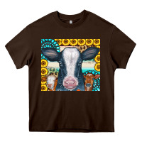 Chocolate Brown Cows Gemstone Sunflowers Tumbler Heavy Core Tee - CowCowDesign