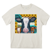 Cream Cows Gemstone Sunflowers Tumbler Heavy Core Tee - CowCowDesign