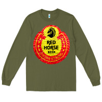 Army Green red horse Long Sleeve Tee - artisFamous