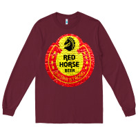 Burgundy red horse Long Sleeve Tee - artisFamous