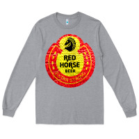 Heather Grey red horse Long Sleeve Tee - artisFamous