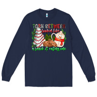 Navy Torn Between Looking Like A Snack Eating One Long Sleeve Tee - CowhideDigitalArt