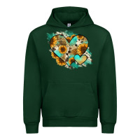 Forest Green Leopard Sunflower Cowhide Glitter Heart Urban Hoodie - Jasminsmagicworld