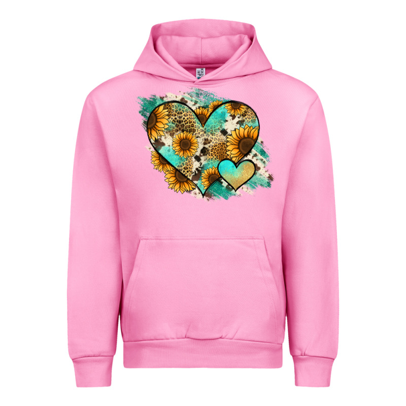 Leopard Sunflower Cowhide Glitter Heart Urban Hoodie by Jasminsmagicworld | Teevron