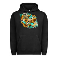 Pigment Black Leopard Sunflower Cowhide Glitter Heart Urban Hoodie - Jasminsmagicworld