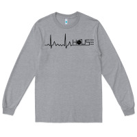 Heather Grey house music heartbeat Long Sleeve Tee - artisFamous