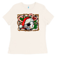 Bone Soccer Ball Christmas With Hat And Candy Cane Ladies Tee - FaDigitalArtStudio