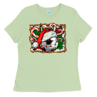 Matcha Soccer Ball Christmas With Hat And Candy Cane Ladies Tee - FaDigitalArtStudio
