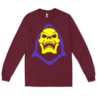 Burgundy skeletor retro Long Sleeve Tee - artisFamous