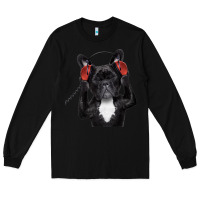 Black french bulldog dj style Long Sleeve Tee - artisFamous