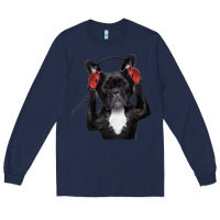 Navy french bulldog dj style Long Sleeve Tee - artisFamous