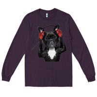 Plum french bulldog dj style Long Sleeve Tee - artisFamous