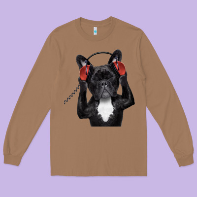 French Bulldog Dj Style Long Sleeve Tee Designed By Artisfamous