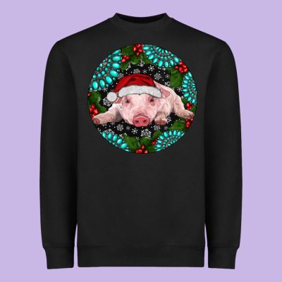 Baby Pig Christmas Heavyweight Sweatshirt Designed By Ranaportraitstore