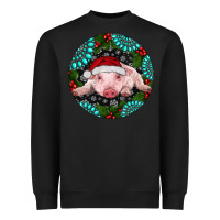 Black Baby Pig Christmas Heavyweight Sweatshirt - RanaPortraitStore