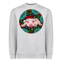 Heather Grey Baby Pig Christmas Heavyweight Sweatshirt - RanaPortraitStore