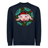 Navy Baby Pig Christmas Heavyweight Sweatshirt - RanaPortraitStore