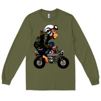 Army Green monkey bike cartoon Long Sleeve Tee - artisFamous