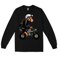 Black monkey bike cartoon Long Sleeve Tee - artisFamous