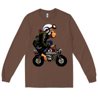 Chestnut monkey bike cartoon Long Sleeve Tee - artisFamous
