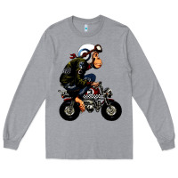 Heather Grey monkey bike cartoon Long Sleeve Tee - artisFamous