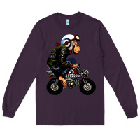 Plum monkey bike cartoon Long Sleeve Tee - artisFamous