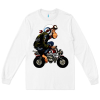 White monkey bike cartoon Long Sleeve Tee - artisFamous