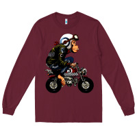 Burgundy monkey bike cartoon Long Sleeve Tee - artisFamous