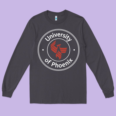 University Of Phoenix White Red Long Sleeve Tee Designed By Artisfamous