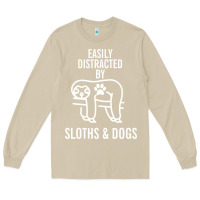 Mushroom easily distracted by sloths and dogs funny sloth quote paw print Long Sleeve Tee - artisFamous