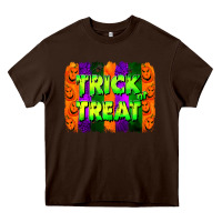 Chocolate Brown trick or treat brushstroke Heavy Core Tee - Jasminsmagicworld
