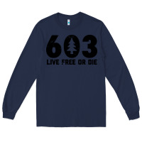 Navy live free or die 603 tree Long Sleeve Tee - artisFamous