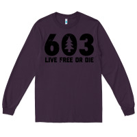 Plum live free or die 603 tree Long Sleeve Tee - artisFamous