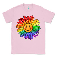 Bubblegum Pink rainbow smiley face sunflower Classic Tee - OliviaCreatesArt
