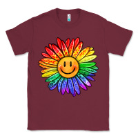 Burgundy rainbow smiley face sunflower Classic Tee - OliviaCreatesArt