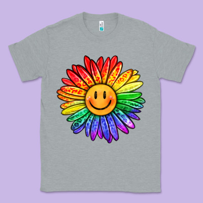 Rainbow Smiley Face Sunflower Classic Tee Designed By Oliviacreatesart